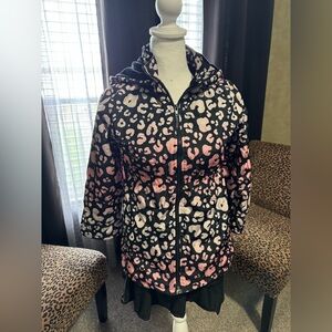 Penelope Mack Black and Pink Leopard Puffer Jacket